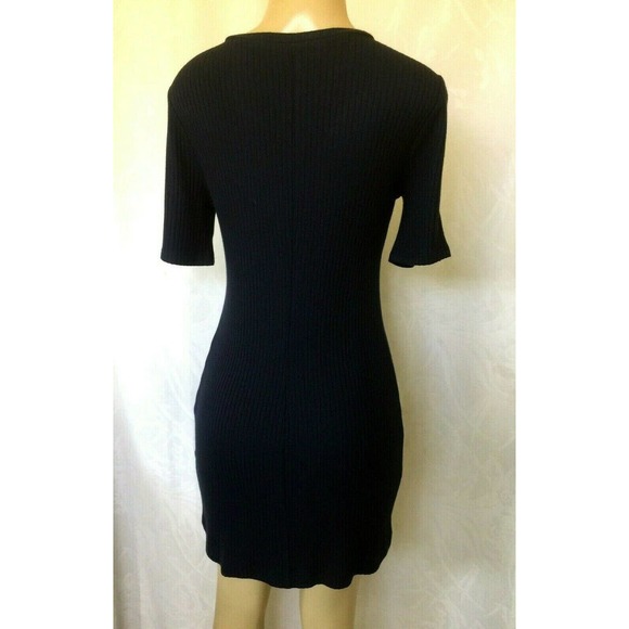 Reformation Gigi Ribbed Dress Short Sleeve Navy M - Picture 4 of 7